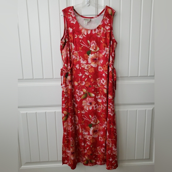 Coldwater Creek Dresses & Skirts - Coldwater Creek Maxi Dress Side Ties Waist Floral Size 1X USA Made VTG